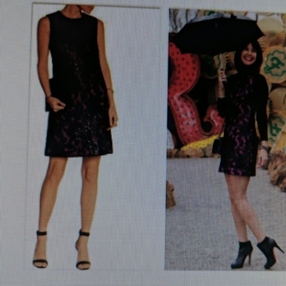 Diane Von Furstenberg DVF hot pink and black sequin shift dress - Picture 3 of 11